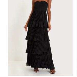 Lulu's Seriously Sensational Black Tiered Maxi Dress